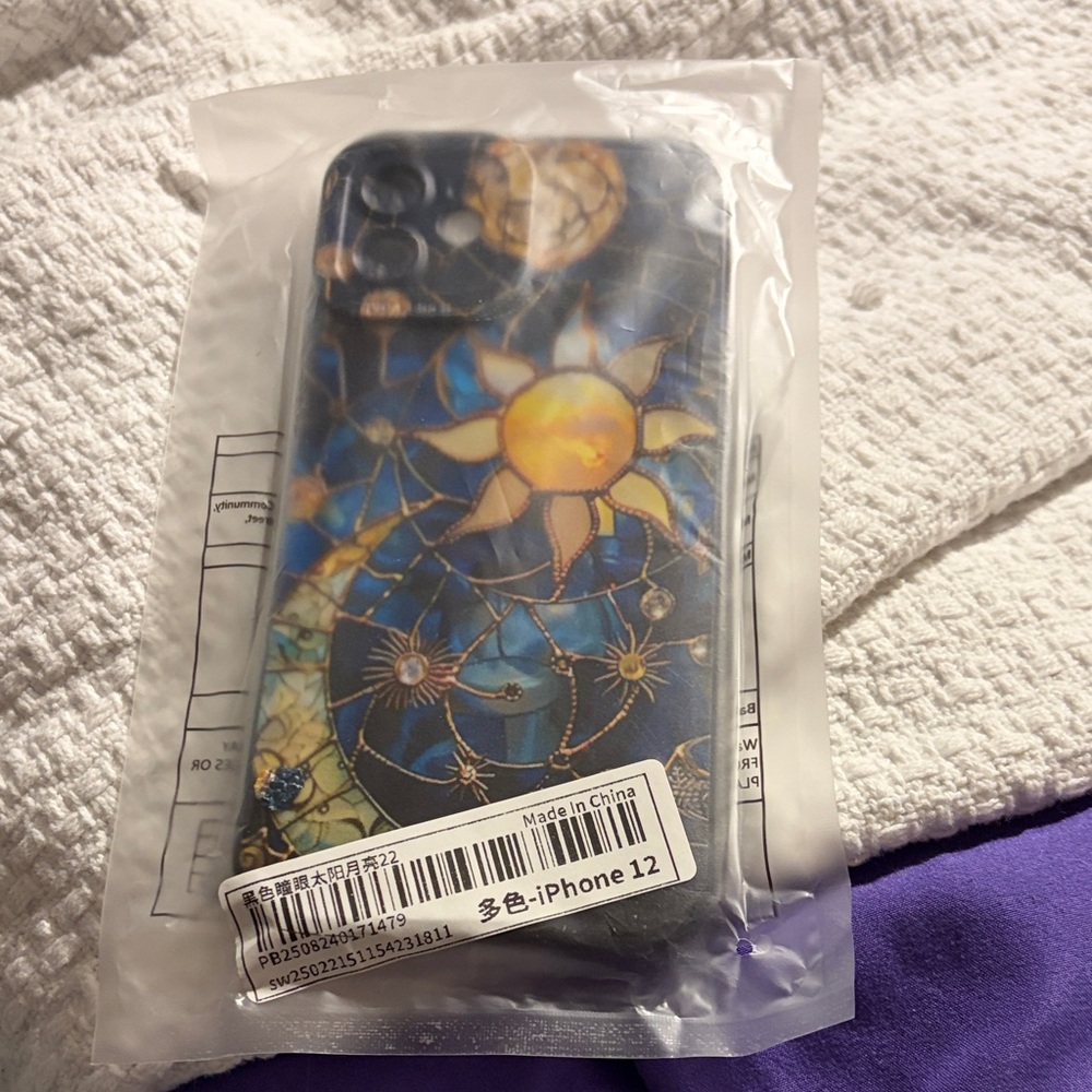 Sun and Moon iPhone 12 Case - Black